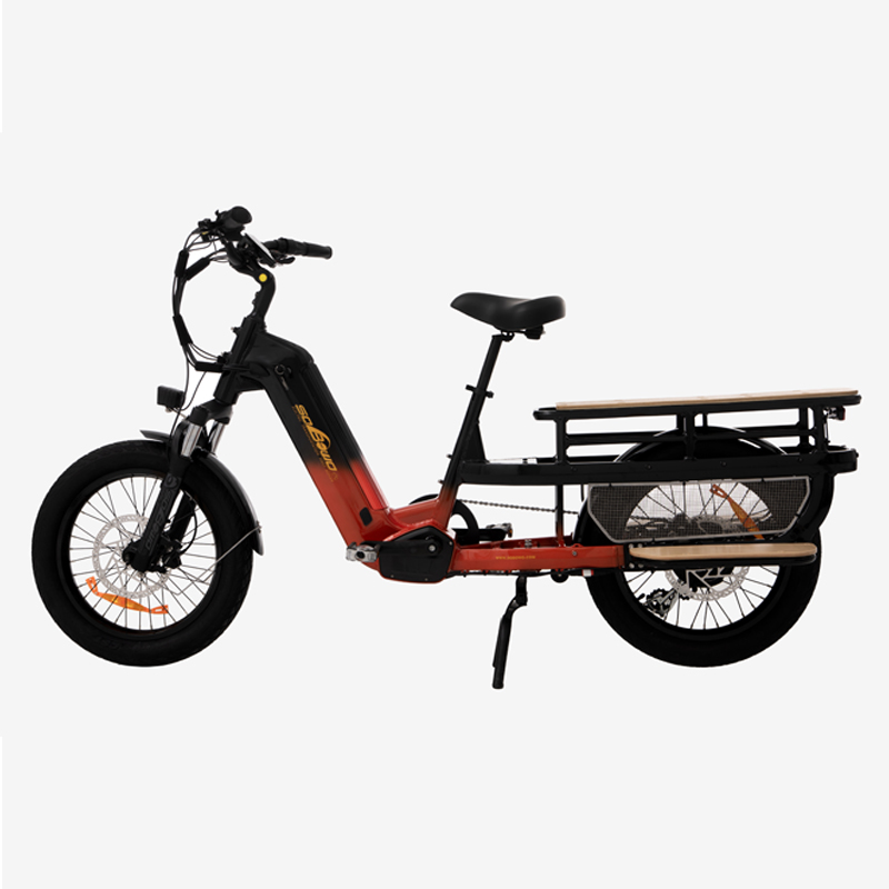 20-Inch Step-Thru 960Wh Electric Cargo Bike for Carrying Two Kids with Canopy - Sobowo Sienna